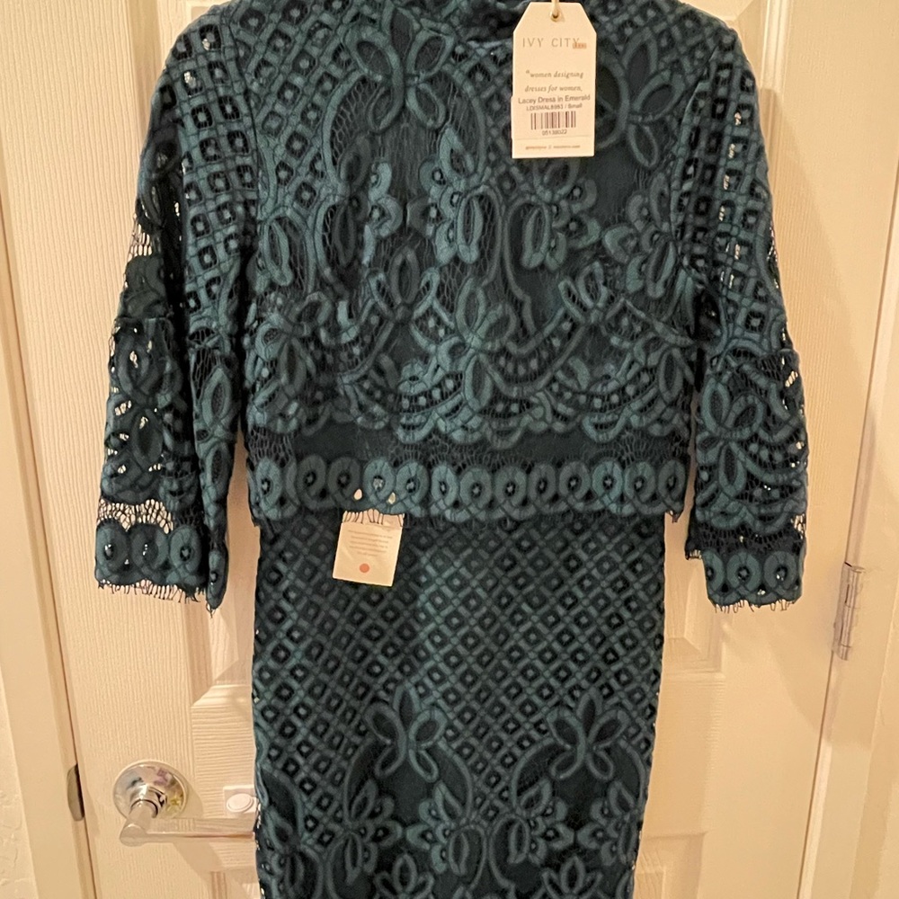 Ivy City Co Blue Mock Neck Sheath Dress